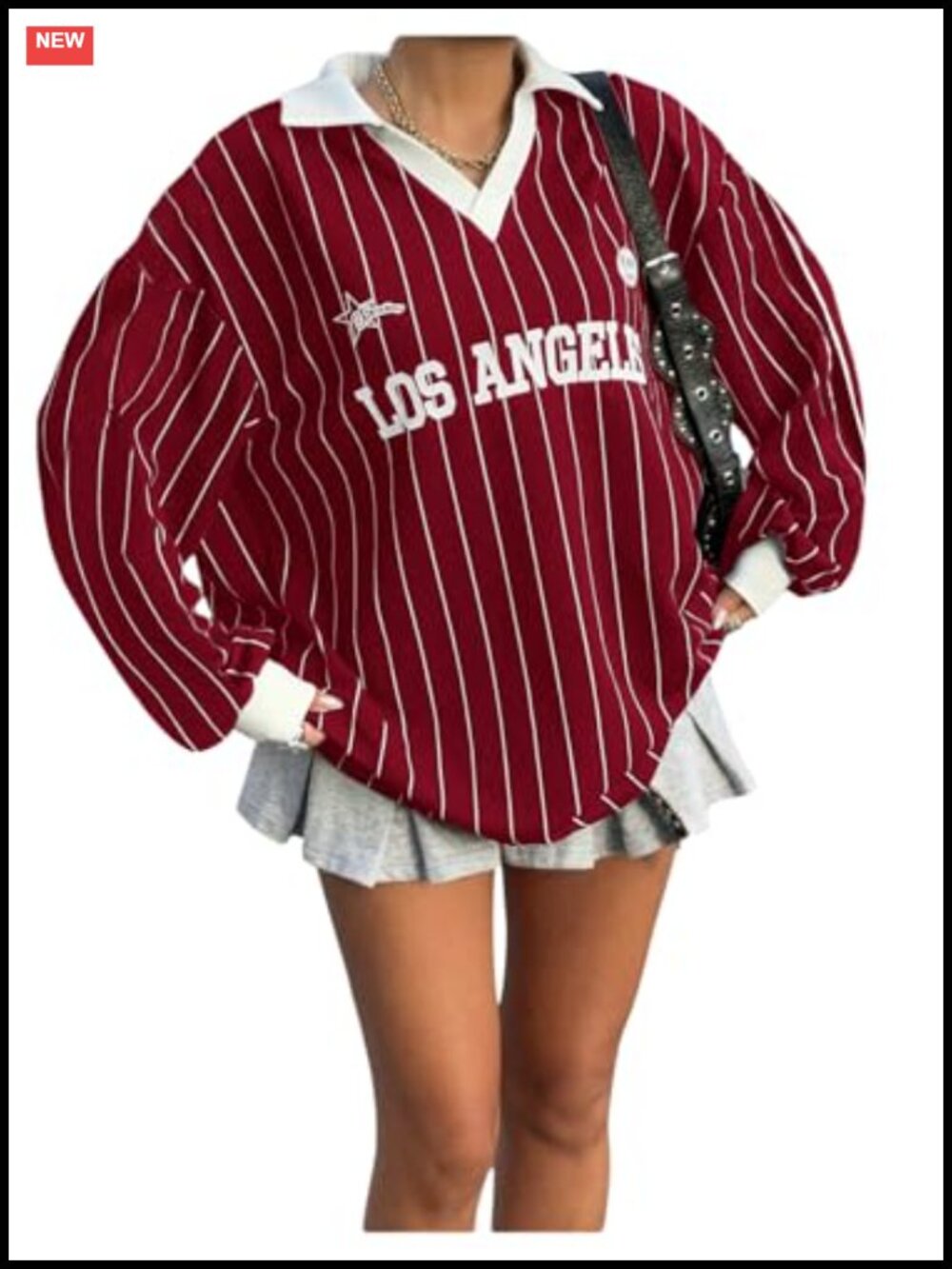 Y2K Striped Letter Oversized Jersey Long Sleeve T-Shirt Streetwear